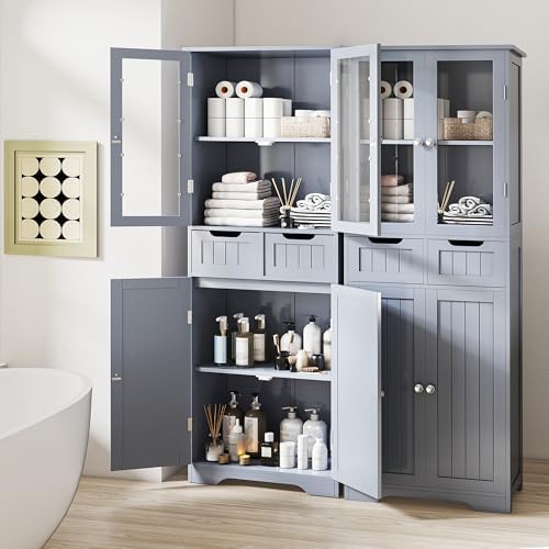 Betterhood 67" Tall Bathroom Storage Cabinet, Freestanding Cabinet with ...