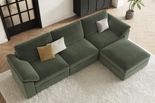 EASE MOOSE Green Sectional Modular Sofa, Oversized Deep Seat Cloud Couch