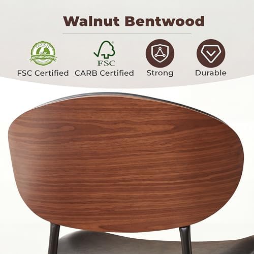 BedsPick Mid-Century Modern Dining Chairs Set of 2, PU Leather Upholstered Di...