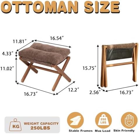 Baveke Foldable Ottoman Foot Rest for Chair, Small Foot Stools Ottoman for Ho...