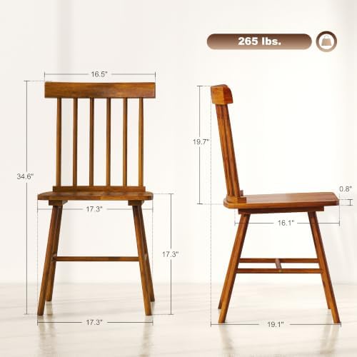 HOMCOM Windsor Dining Chairs Set of 2 Spindle Backrest Light Brown