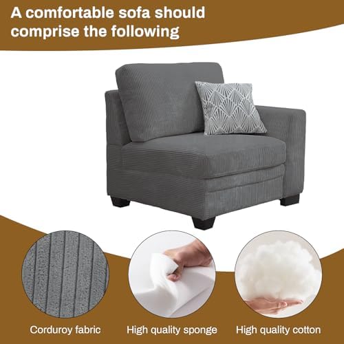 Legend Vansen Oversized Modular Sectional Sofa,U/L-Shaped Corduroy Couch with...