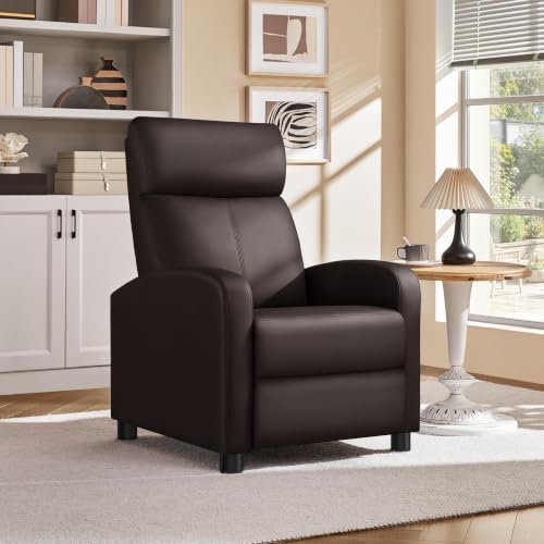 Yaheetech Recliner Chair with 3 Adjustable Angles Living Room Chairs Brown