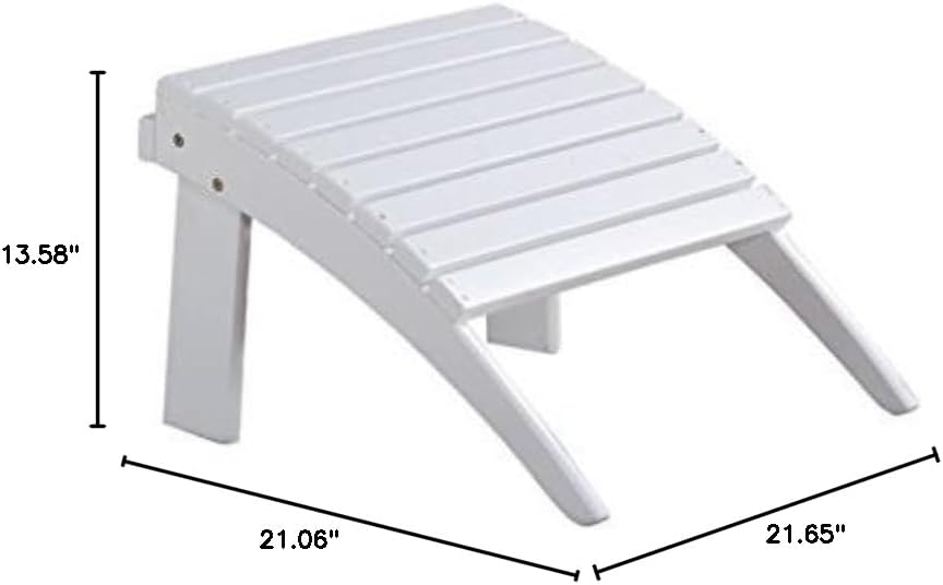 Outdoor Ottoman, Solid Wood and Acacia, White Finish, 21.6" W x 21.06&qu...