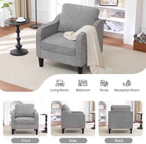 Accent Chairs Set of 2, Upholstered Living Room Chairs with Side Pockets, Mid...