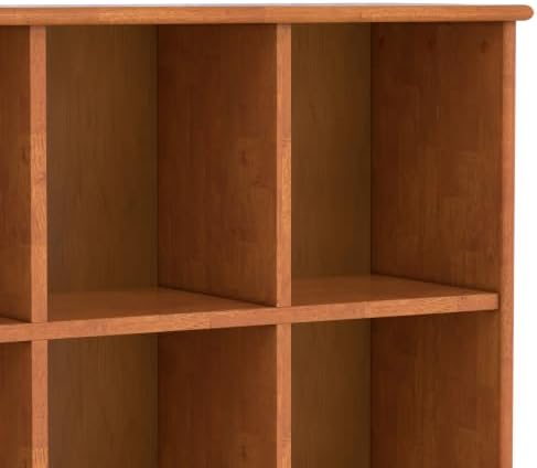 SIMPLIHOME Draper 57" Wide Solid Wood 8-Cube Console Table in Teak Brown