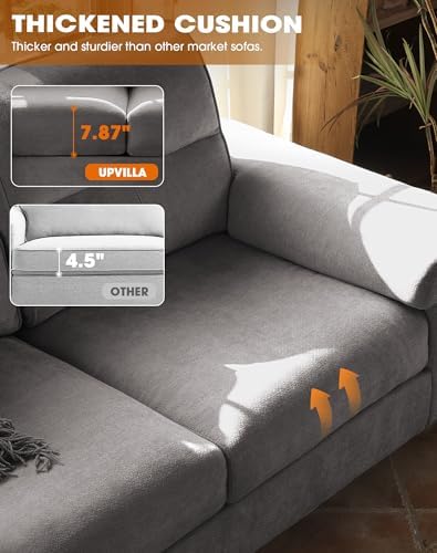 Upvilla 88.97" Modern Sofa Couches for Living Room(Light Gray)