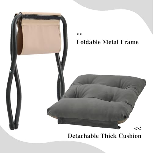 15"(H) Folding Ottoman, Foldable Footrest Stool, Portable Small Foot Sto...