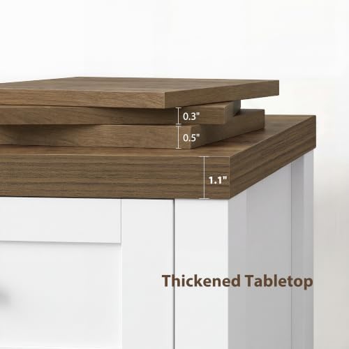 HOSTACK 55"W Kitchen Buffet Sideboard Cabinet with 4 Storage Drawers, White