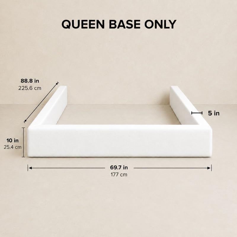 Square Bed – Washable Cover - Soft Upholstered Linen - Minimalist Modern - So...