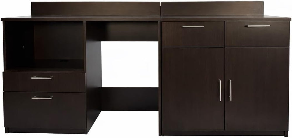BREAKtime Breakroom Coffee Bar Cabinet with Door Storage, Mini Fridge and Mic...