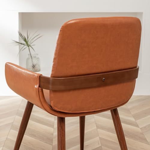 LUNLING Mid Century Modern Dining Room Chairs Set of 2 Accent Faux Leather Ki...