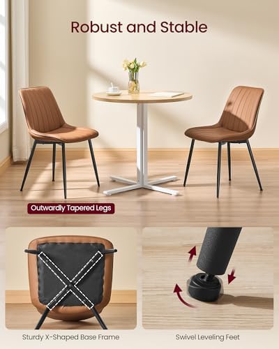 VASAGLE Dining Chairs Set of 4, Upholstered Kitchen Chairs, PU Leather