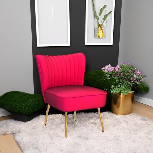Velvet Accent Chair Set of 2 Comfy Living Room Chair Armless Slipper Chair Mi...