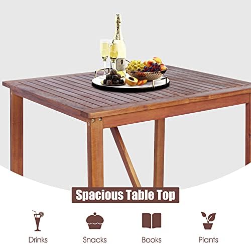 COSTWAY 3PCS Bar Table Set, Outdoor Acacia Wood Dining Set
