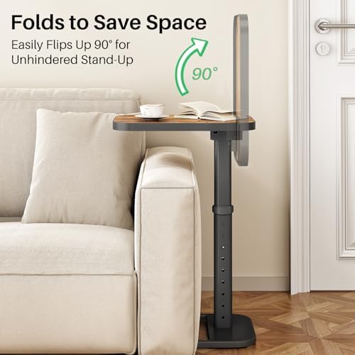 Kitstorack TV Tray Table, Adjustable Height & Flip-Top & Rounded Meta...