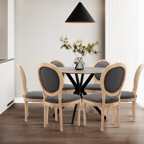 SoarFlash French Dining Chairs Set of 6, Vantage Dining Chair with Round Back...