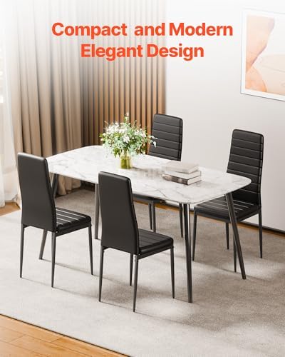 VEVOR Modern Dining Room Accent Chairs Set of 4, Upholstered Leather Side Cha...