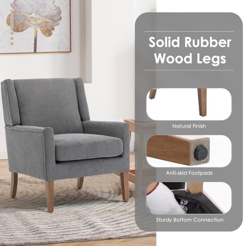 COLAMY Modern Wingback Living Room Chair Set of 2, Upholstered Fabric Accent ...
