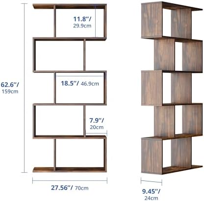Cozy Castle Set of 2 Geometric Bookcase, S-Shaped Modern Bookshelf, Room Divi...