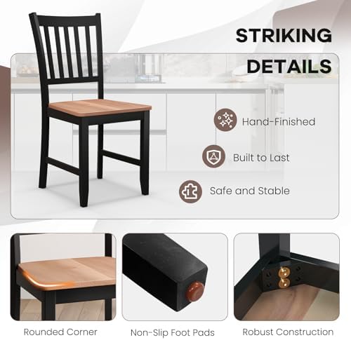 NAFORT Wooden Dining Chairs Set of 4, High Back Kitchen Chairs with Solid Rub...