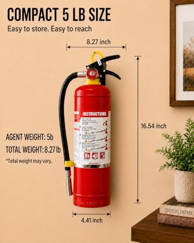 Ougist ABC Dry Chemical Fire Extinguisher, 5 lb – 2-A:10-B:C Rated for Home, ...