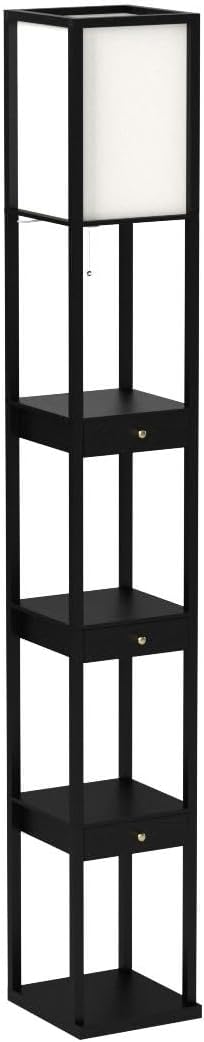 Brightech Maxwell Drawer Edition - Modern Shelf Floor Lamp with Drawer - Corn...