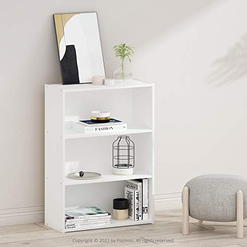 Furinno PASIR Book Shelf, 3-Tier Bookshelf, Storage Shelves Bookcase, 9.7 x 2...