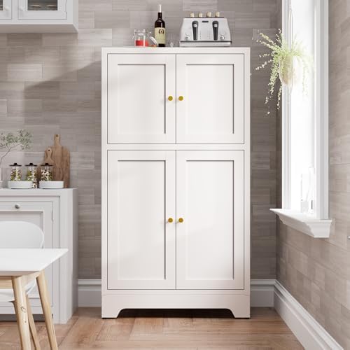 Bevivog Metal Locker Storage Cabinet,Home Accent Cabinets with 4 Doors and 2 ...