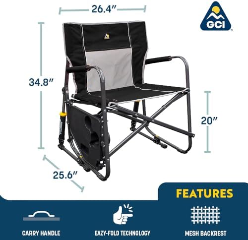 GCI Outdoor Freestyle Rocker XL Camping Chair with Side Table - Red