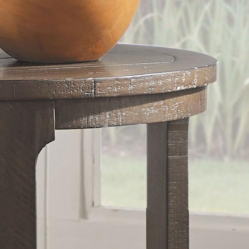 24" Rustic Bedside Table, Round Nesting End Table for Living Room | 2-Pi...