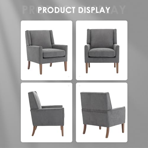 COLAMY Modern Wingback Living Room Chair Set of 2, Upholstered Fabric Accent ...