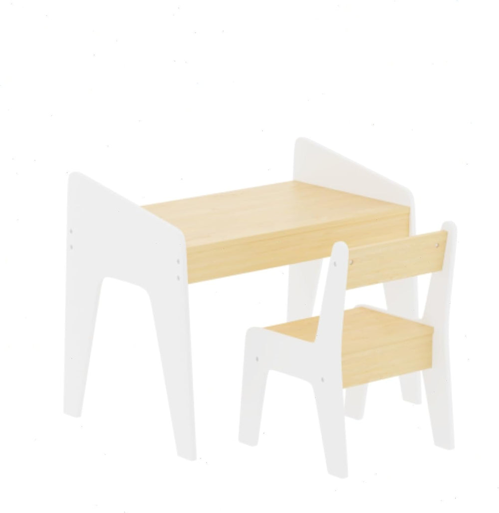 Table and Chair Set for Boys and Girls, Smooth MDF Wood, Scaled-Down Size, Mu...