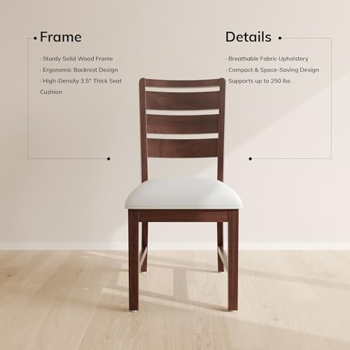 COLAMY Wooden Dining Chairs Set of 6, Farmhouse Upholstered Dining Room Chair...