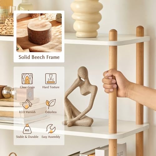 IOTXY 5-Tier Wooden Shelf Bookcase, Freestanding Open Bookshelf, Oak