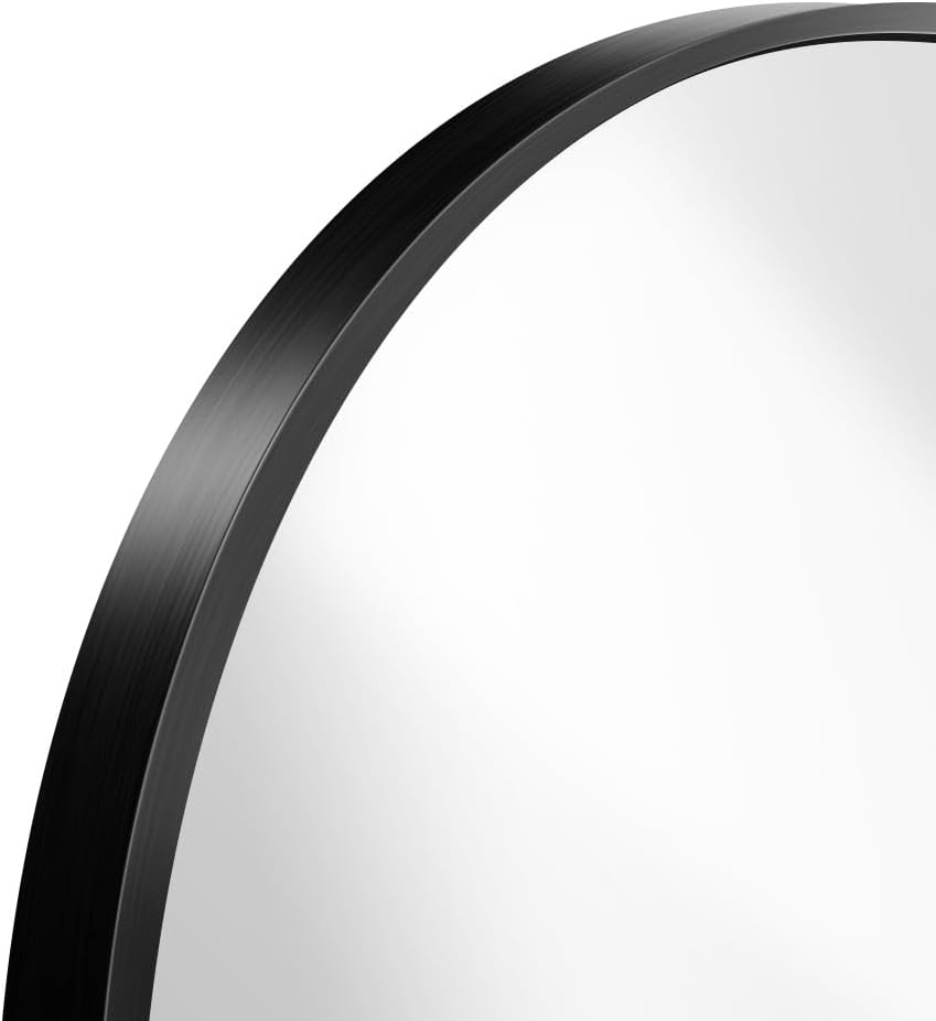 BONEWEI Arched Wall Mirror,18x36 inch Black Arched Mirror Bathroom,Vanity Mir...