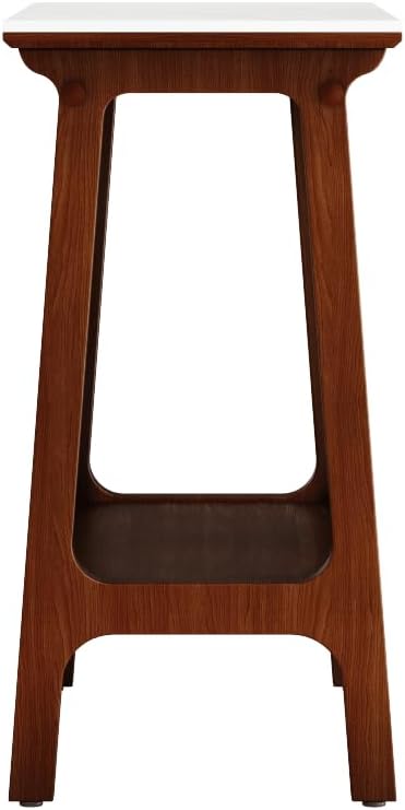 Retro Reddish Brown End Table, Narrow Side Table with Storage Shelf for Small...