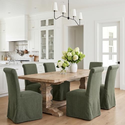 chairus Slipcovered Upholstered Parsons Dining Chairs Set of 2, Green