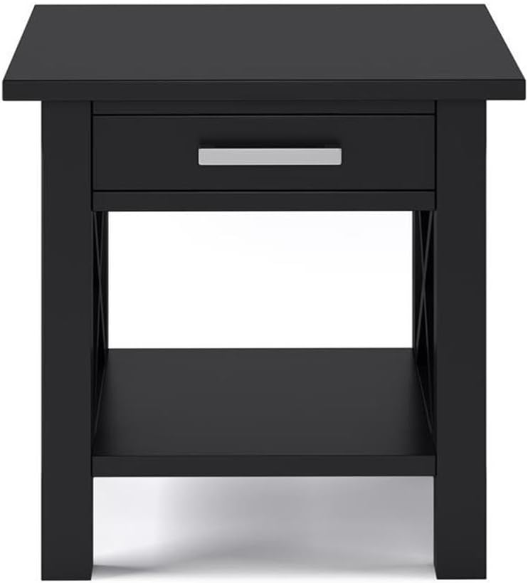 Pemberly Row Solid Wood End Table with Storage, Black Finish, 20.5" W x ...