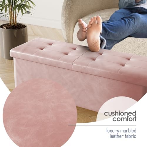 Storage Ottoman Bench with Bins, 43-in Storage Bench for Bedroom End of Bed, ...