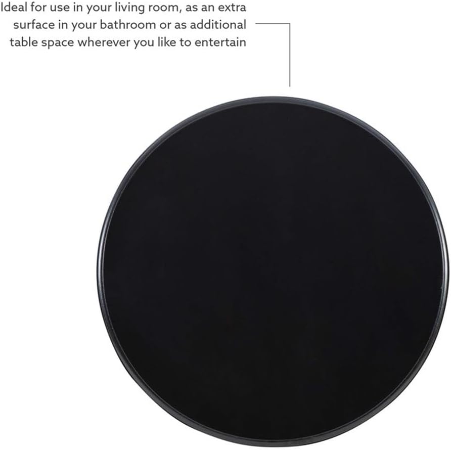 Pemberly Row Set of 2 Round Wood Accent Tables with Pedestal Base in Jet Black