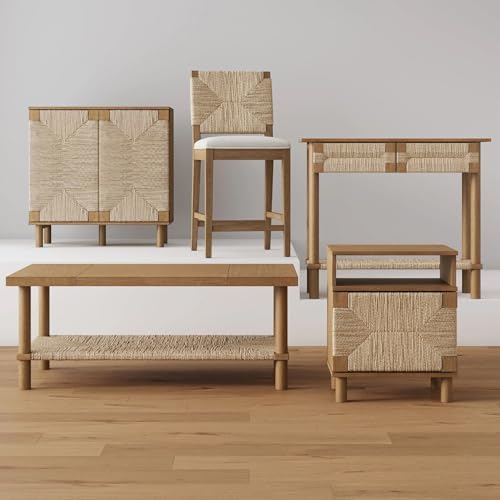 Nathan James Beacon Accent Buffet Sideboard Cabinet, Natural Light Wood Stora...