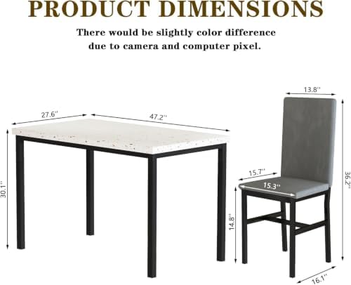 Hooseng Dining Table Set for 4, Kitchen Table and Chairs Set for 4, Small Din...