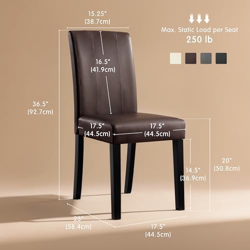 SyMax Dining Chairs Set of 4, Faux Leather Upholstered Dining Room Chairs, Mo...