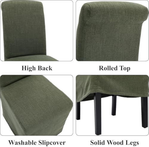 chairus Slipcovered Upholstered Parsons Dining Chairs Set of 2, Green