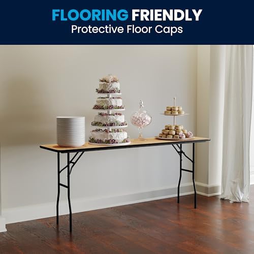 Flash Furniture 6 ft Wood Folding Clear Coat Rectangular Table, Clear