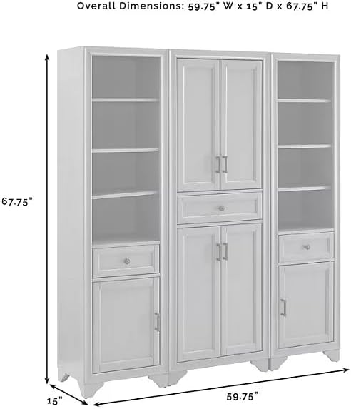 3-Piece Kitchen Storage Cabinet Set, Tall Pantry with Shelves and Drawers, Mo...