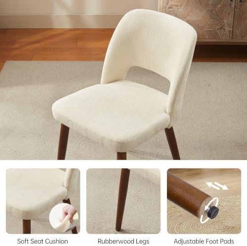 Usaint Wooden Dining Chairs Set of 2, Fabric Dining Room Chairs, Beige