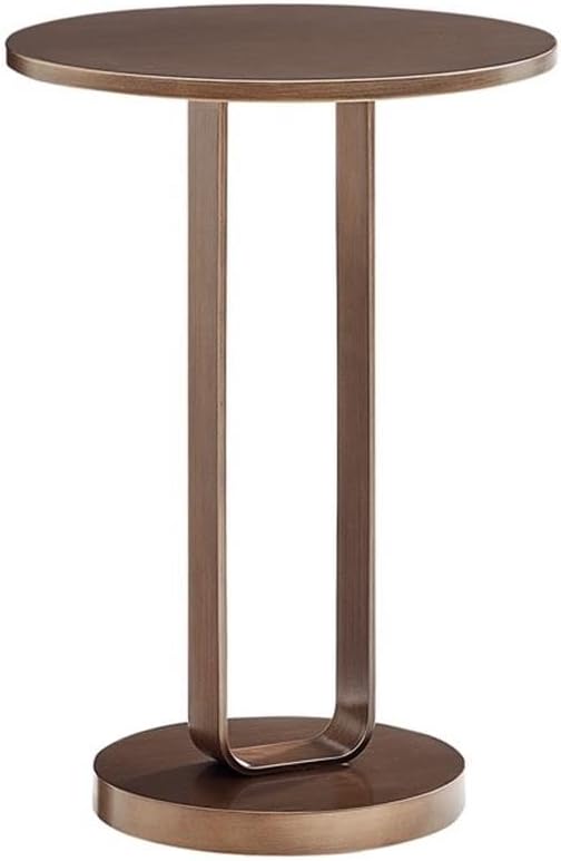 Pemberly Row Contemporary Round Accent Table, Antique Bronze Metal Finish, 15...
