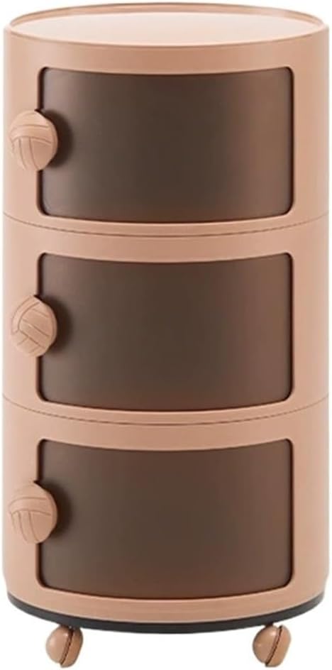 Modern 3/4 Tier Round Bedside Table with Wheels, Stackable Nightstand, Compac...